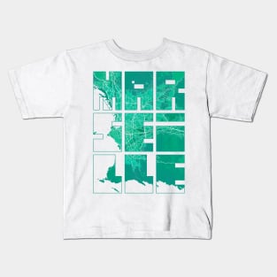 Marseille, France City Map Typography - Watercolor Kids T-Shirt